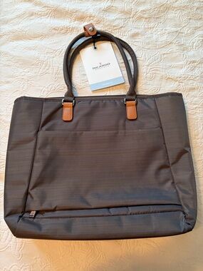 Ricardo Beverlyhills San Marcos Gray Tote Bag with Tan Accents new